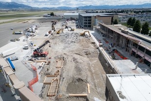 Demolition site from terminal ramp perspective 