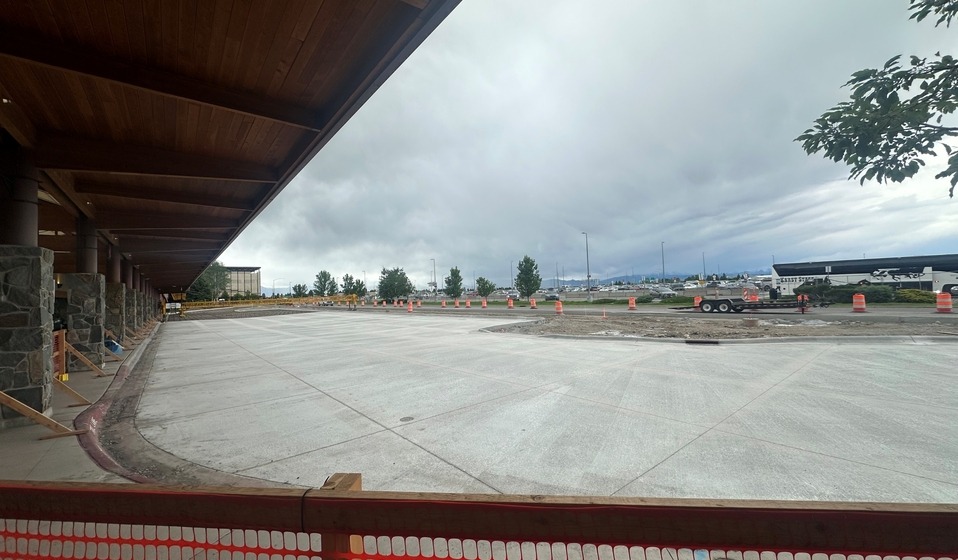 Curb Construction, east side, bus in background 